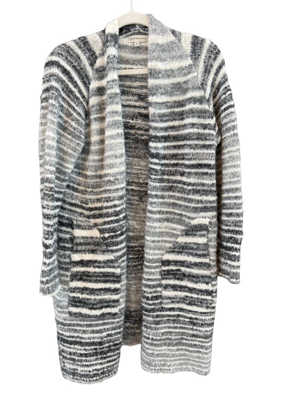 Neiman Marcus Mohair Blend Long Stripe Cardigan Sweater